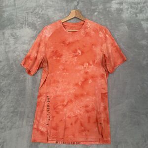 Lululemon Men Always Agile Short Sleeve Medium? Diamond Dye White Warm Coral